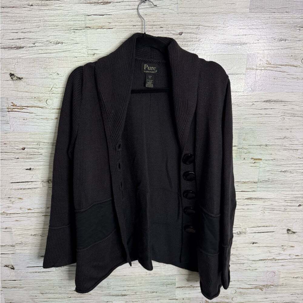 Pure handknit Women's Black Buttoned cardigan jacket size small / medium
